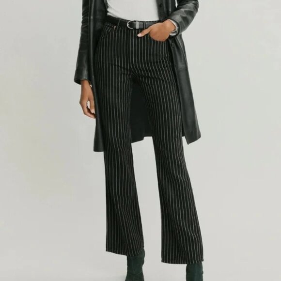 Reformation Denim - Reformation Georgia Pinstripe High Rise Flare Jeans Size 25